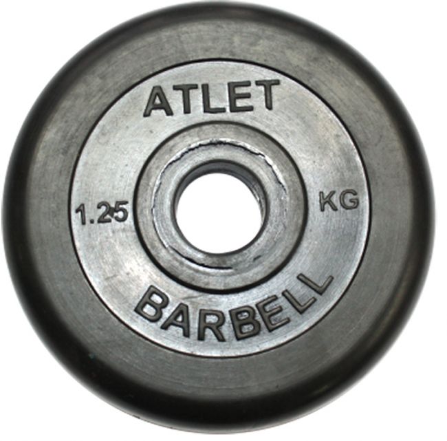 Диски обрезиненные, 26 мм Atlet 1,25кг (Д-26-31-50-мм)